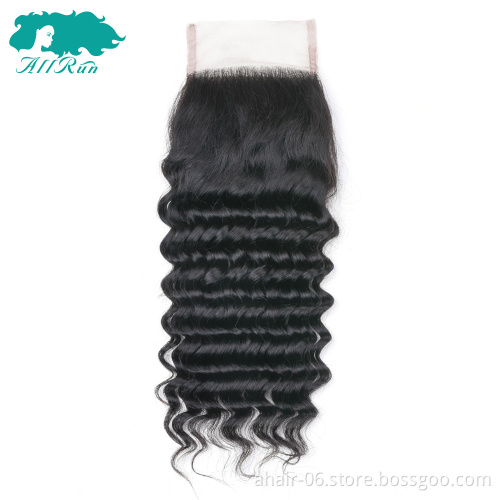 Factory selling 100% brazilian virgin hair deep wave human hair bundles with lace frontal closure